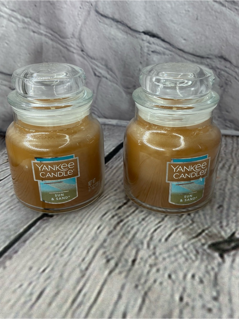 Lot of 2 Yankee Candle SUN & SAND Small 3.7 Oz Glass Coastal Nautical Candle NEW